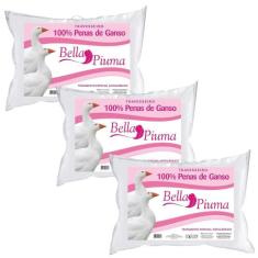 Kit 3 Travesseiros  Antialérgico Penas de Ganso 50cm x 70cm Daune