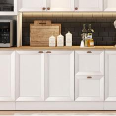 Balcão de Cozinha 120cm 2 Portas 2 Gavetas sem Tampo Unna Poliman Móveis Branco