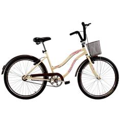 Bicicleta Retro Vintage Aro 26 Feminina Beach Bege