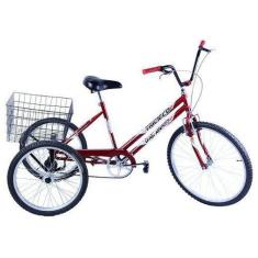 Bicicleta Triciclo Aro 26 Adulto Vermelho - Dalannio Bike