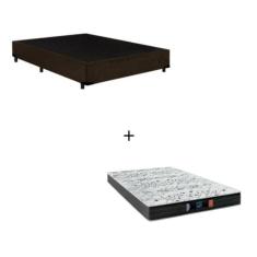 Cama Box Viúva - Tecido Sintético Marrom com Colchão Extra Firme D28 - Suporta 80Kg