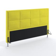 Cabeceira Estofada Para Cama Box Maia 195 Para Cama King Suede Amarelo