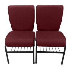 02 Cadeiras para Igrejas c/ Porta Biblía e Porta Cálice Vermelho