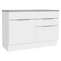 Balcão Gabinete De Pia 120 Cm 1 Portas E 2 Gavetas (com Tampo) Branco 