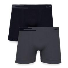Kit 2 Cuecas Boxer Lupo Microfibra Sem Costura - Cinza e Preto