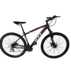 Bicicleta Aro 29 Gti Roma Alumínio 27v Freio a Disco Mecânico Garfo com Suspensão - Preto\Vermelho
