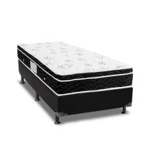 Cama Box Solteiro: Colchão Molas Ortobom Nanolastic Physical Spring + Base crc Courano Black(88x188)