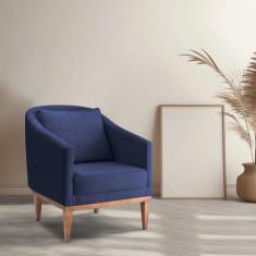 Poltrona Fixa Agatha Tecido Veludo Pés Natural - Sofani