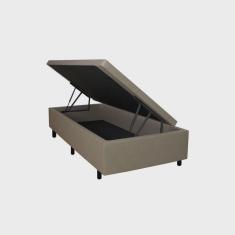 Cama Box Baú Solteiro 88x188x42cm Bege com Pistão a Gás Bege