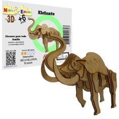 Brinquedo Educativo Quebra Cabeça 3d Elefante Mdf - Monte & Eduque