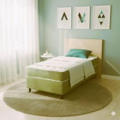 Cama Box Solteiro Castor Sleep Max D33 88x188x52 + Box Castor, Verde, 