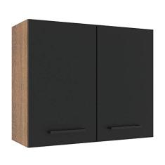 Armário Aéreo Madesa Agata 80 cm 2 Portas - Rustic/preto