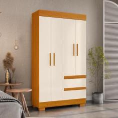 Guarda-Roupa De Solteiro Argentina 4 Portas Linhamobília, Cinamomo/off