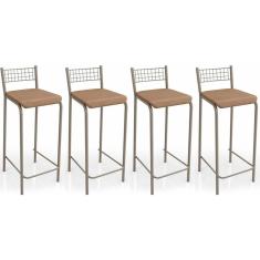 Kit 4 Banquetas Sala Jantar Gênova B705 4 Un Niquel Courano Capuccino
