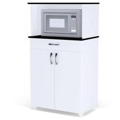 Balcão Multiuso Carina Branco Preto Flex - Ajl - AJL MÓVEIS