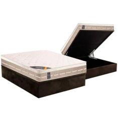 Cama Box Baú Casal: Colchão Molas Castor Bonnel Premium Tecnopedic + B