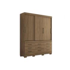 Guarda Roupa Casal Click 3.9 3 Portas de Correr 9 Gavetas MDF Jatobá Santos Andirá