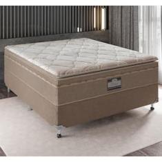 Cama Box de Casal Portobel Potenza Platinum com Molas LFK e Pillow Top 74x138x188cm - Bege Claro