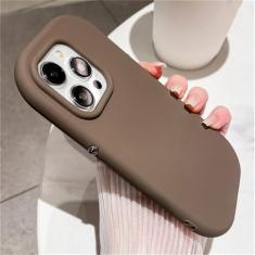 Capa de telefone oval macia de silicone doce cor para iPhone 14 11 12 13 15 Pro Max XR XS X Capa de proteção à prova de choque, cáqui, para iPhone 12