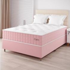 Conjunto Cama Box Casal Cairo Com Molas Ensacadas 138cmx188cmx67cm Rose