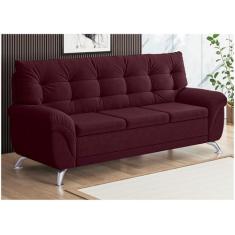 Sofá 3 Lugares Suede Atrium Linoforte, Vinho, 3