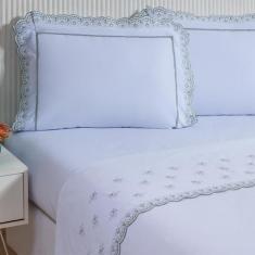 Jogo De Lençol King Cecile Bordado 4 Peças - Nicks Moda Casa