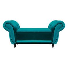 Divã Recamier Com Baú Grécia 1,55 Cm Suede Azul Acetinado - Neros Inte