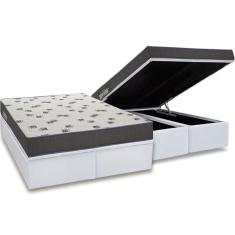Cama Box Baú King: Colchão Espuma D33 Ortobom Light Saúde + Base crc Courano White (186x198)