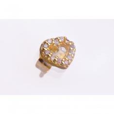 Brinco Coração Cristal Folheado Em Ouro 18K