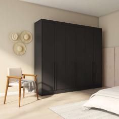 guarda-roupa casal isabel 6 pt 4 gv preto 240 cm