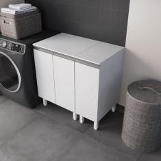 Balcão Multiuso 30 cm MDF Branco Fosco com Tampo, Linha Modular para C
