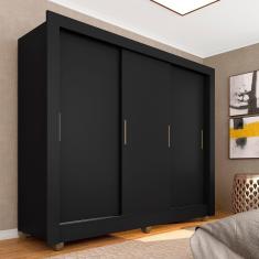 Guarda Roupa Casal Sem Gavetas Brenda Preto Fosco - Móveis Arapongas
