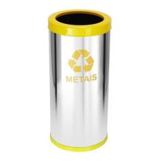 Lixeira Em Aço Inox Com Aro Pintado 22 Litros