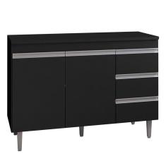 Balcão de Cozinha Andréia com Tampo 100 cm Preto Fosco - AJL