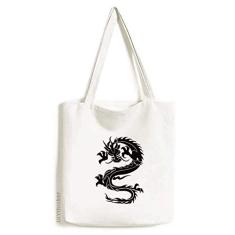 Sacola de lona com desenho de flor de dragão, bolsa de compras casual
