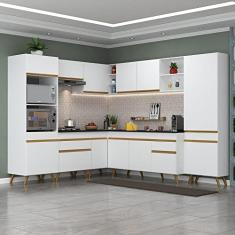 Cozinha Completa de Canto Veneza Gw Multimóveis Mp2047 com Armário e Balcão Branca