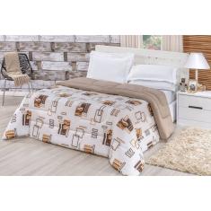 Edredom Dupla Face Queen Quality 01 Peça - Avelã