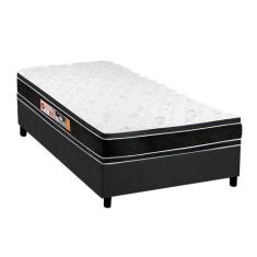 Cama Box Solteiro: Colchão Espuma Castor D33 Black e White + Base CRC 