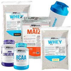 KIT 2x Whey Fit Foods 500g + PREMIUM Creatina 100g + BCAA Fit 100g + W
