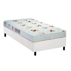 Cama Box Solteiro: Colchão Espuma Luckspuma Roland Garros Pro + Base Crc Courano White(88X188)