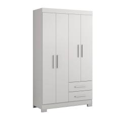 Guarda-Roupa com 4 Portas e 2 Gavetas Branco com Rosa NT5005 Notável Móveis
