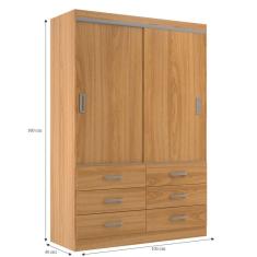 Guarda Roupa Casal 2 Portas De Correr 6 Gavetas Veneza Yescasa Cinnamomo