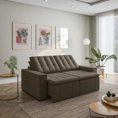 Sofá Cama Retrátil E Reclinável 3 Lugares 200cm Em Veludo Com Molas E Braço Reto Palmeira Cabecasa M Grafite