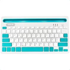 Teclado Bluetooth Tablet Smartphone Cinza Azul Oex Tc502