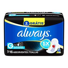 Absorvente Always Noturno Cobertura Seca Com Abas G 16 Unidades