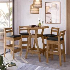 Conjunto Mesa Bistro com 4 Banquetas Cedro Gold 11C