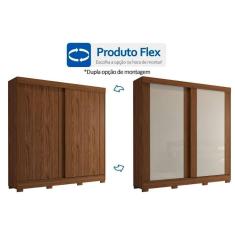 Guarda Roupa Casal 2 Portas De Correr E 3 Gavetas C/ Pés Ilhéus Avelã/off White - Panan