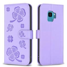 Capa móvel, compatível com Samsung Galaxy S9 capa carteira trevo de quatro folhas, capa flip flip de couro PU magnético com compartimento para cartão de crédito suporte à prova de choque capa de