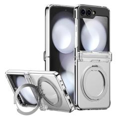 MALEWOLF Capa magnética para Samsung Galaxy Z Flip 5 compatível com Magsafe, suporte integrado e proteção de dobradiça de TPU Flip 5, capa fosca de policarbonato ultra à prova de choque para Z Flip5