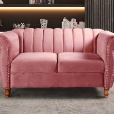 Namoradeira Realeza Sofá Chesterfield Decoração Sala Recepção Estilo Retrô Rosa